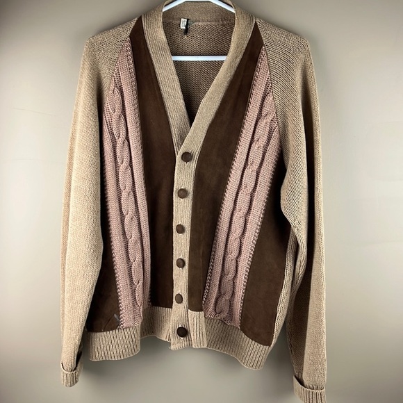 Men's Wool Beige Grampa "Kramer" Style Cardigan - Picture 4 of 11